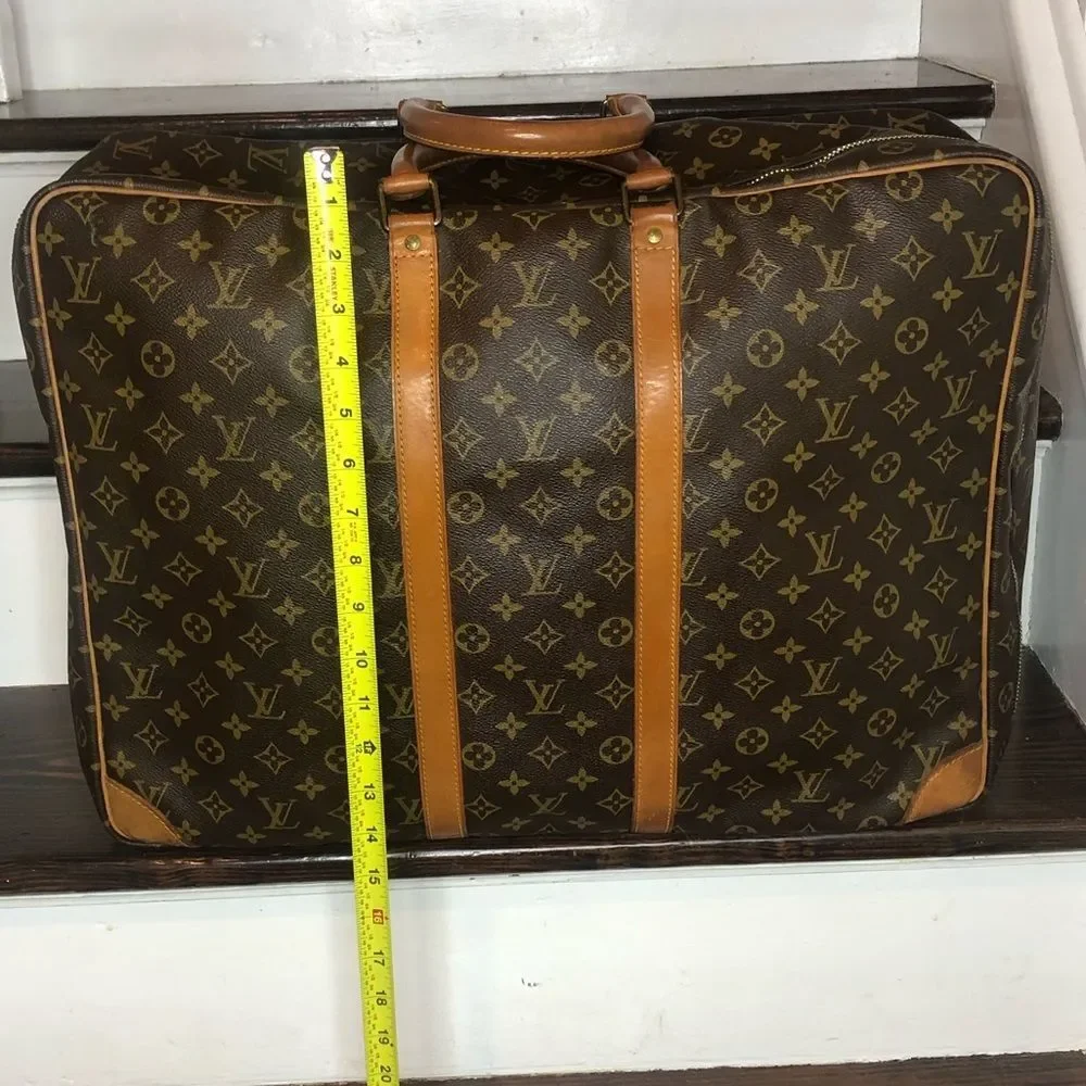 LOUIS VUITTON Sirius 55 Monogram Suitcase Leather Coated Canvas Bag Authentic